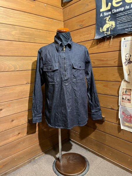 画像1: Cushman/8oz Denim Half Zip Work Shirt (1)