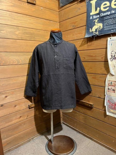 画像1: Cushman/Linen Sleeping Shirts　ブラック (1)