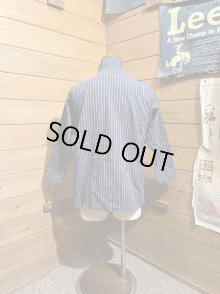 画像2: Cushman/Cotton Linen Stripe Sleeping Shirts ネイビー (2)