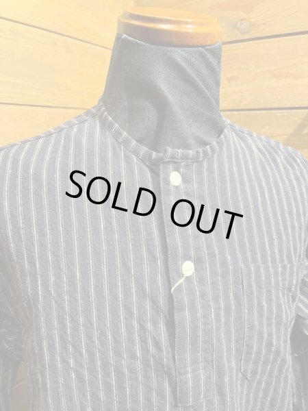 画像3: Cushman/Cotton Linen Stripe Sleeping Shirts ネイビー (3)