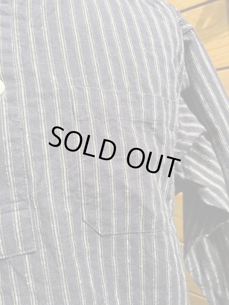 画像4: Cushman/Cotton Linen Stripe Sleeping Shirts ネイビー (4)
