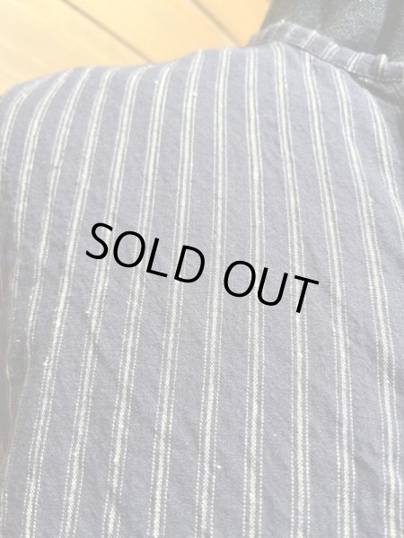 画像5: Cushman/Cotton Linen Stripe Sleeping Shirts ネイビー (5)