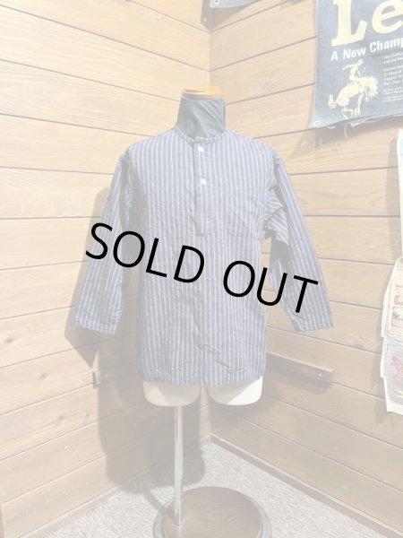 画像1: Cushman/Cotton Linen Stripe Sleeping Shirts　ネイビー (1)